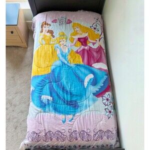 Vintage Disney Princess Twin Reversible Comforter Cinderella Belle Aurora 84x64